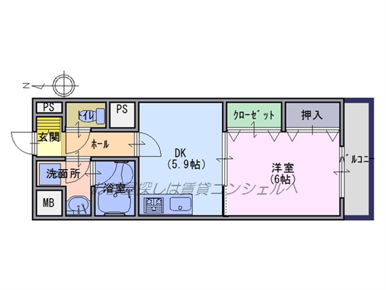 間取り&nbsp;30.24㎡なかなか広い１ＤＫです。脱衣所付