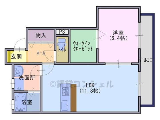 間取り&nbsp;リビング11.8帖１ＬＤＫ。新築。更にＩＨ３口システムキッチン付