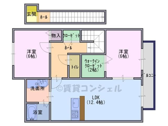 間取り&nbsp;リビング12.4帖２ＬＤＫ。新築。更にＩＨ３口システムキッチン付