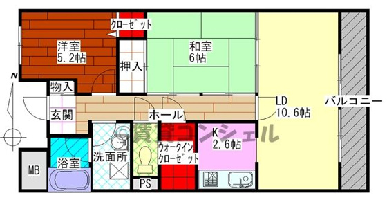 間取り&nbsp;２ＬＤＫです。リビングが広くて使いやすい。収納も◎です。