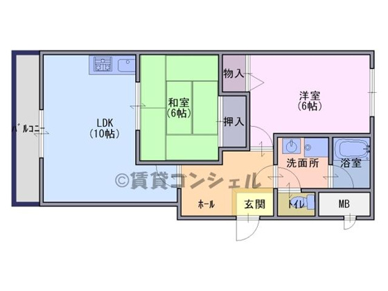 間取り&nbsp;各部屋６帖リビング１０帖で広々◎